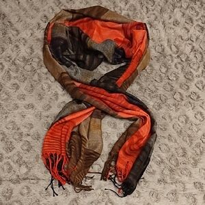 Vibrant Orange and Brown Scarf